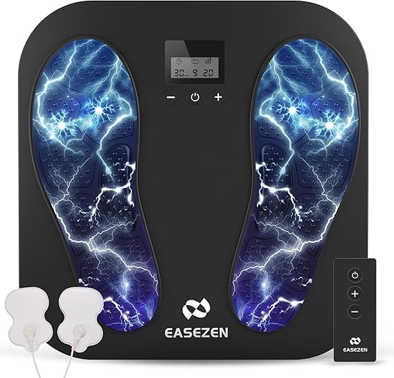 EaseZen EMS Foot Massager for Neuropathy, Plantar Fasciitis and Pain Relief | Rechargeable TENS Foot Stimulator with 10 Modes 20 Intensities, 2 TENS Unit Muscle Circulation Stimulator ,Gifts for Mom Dad