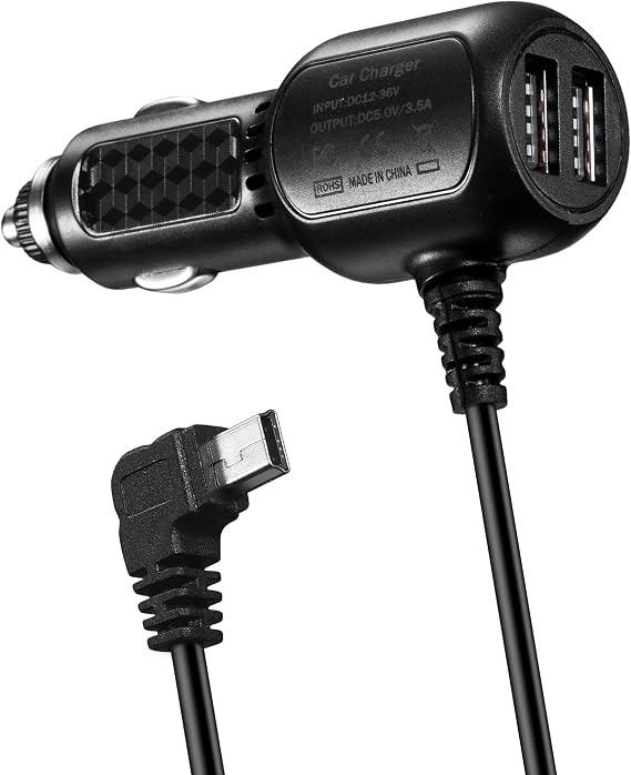 Car Charger Charging Cable Vehicle Power Cable Compatible for CARRVAS,Xgody J727,AROVA,AZDOME M550,Pruveeo D90-4CH,Magellan Roadmate,Garmin Dezl GPS Navigation Power Cord Supply