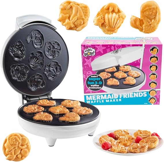 Mermaid Waffle Maker, Create 7 Different Mermaid Shaped Waffles in Minutes