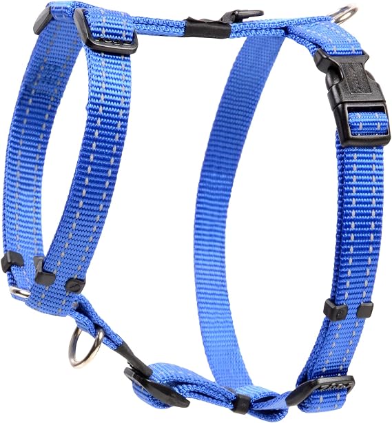 Rogz Reflective Adjustable H Harness for Small Dogs; matching collar and leash available, Blue