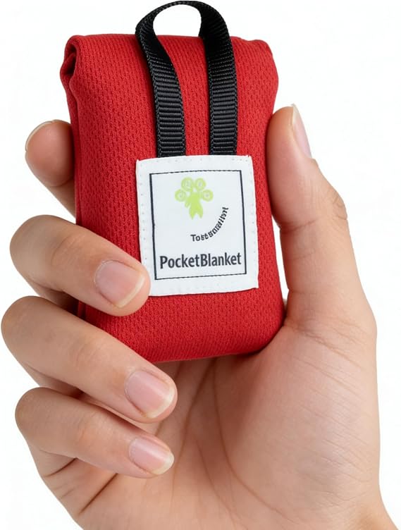 Mini Pocket Picnic Blanket,Waterproof Small Picnic Blanket,Mini and Foldable Beach Mats 70 * 110 cm,Lightweight Camping Blanket for Outdoor Activities,Hiking,Camping Accessories(Red)