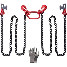 G80 Shipping Container Loading Chain (1/2" x 5'), Container Hooks with Hot Dip Galvanized V-Chain, Suitable for Cargo, Safety Locking Hooks for 20ft/ 40ft Shipping Containers, Trailers, Heavy Cargo