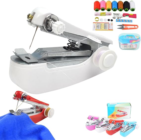 Tiny Tailor Mini Sewing Tool, Tinytailor Mini Sewing Tool, Multifunction Handheld Stitching, DIY Handmade, Portable Handheld Small Sewing Machine Mini for Home Travel Use (White)
