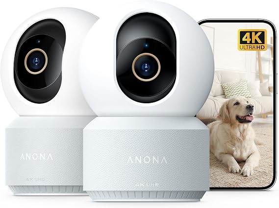 Anona Pano 4K HD Indoor Security Camera, 360° Pan-Tracking Dome for Home, Wi-Fi 6, Indoor Camera with Person/Pet/Baby Cry Detection, 2-Way Audio