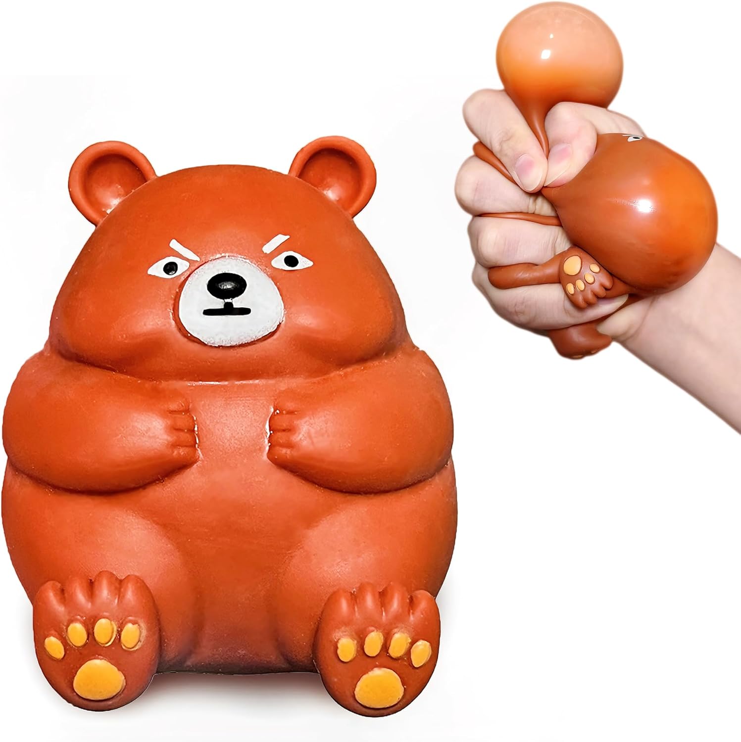 1Pcs Brown Bear Stress Balls for Kids & Adults, Squeeze Bear Fidget Sensory Toys, Squishy Bears Stress Toy, Squeeze Toys for Anxiety Relief, ADHD, OCD, Party Favors and Classroom Prizes Brown