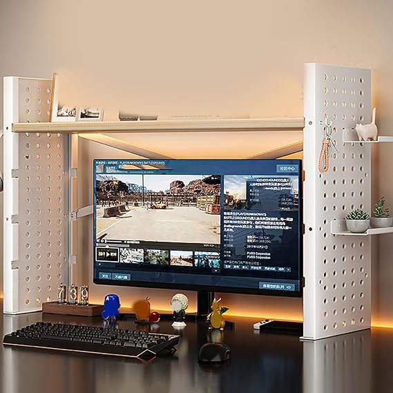 Desktop Bookshelf, 2-Tier Adjustable Desk Bookshelf Organizer Rack, Sturdy Desktop Bookshelf for Office Desk, for Office Home Dormitory(White,100x20x58cm/39x8x23in)