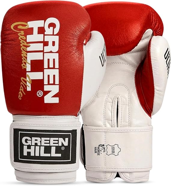 Green Hill Ultra Leather Boxing Gloves for Men & Women, 16 Oz | Professional leather gloves with thumb lock, lace closure and sweat-resistant lining for boxing and sparring.