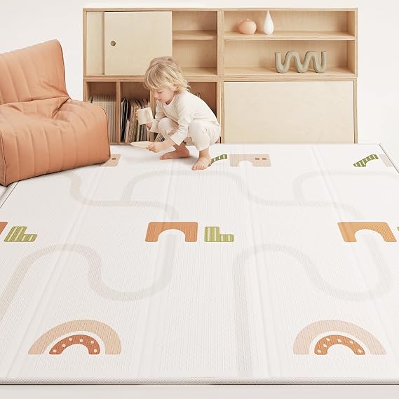 X-Large Baby Play Mat Foldable Baby Mat for Floor Reversible Playmat Padded