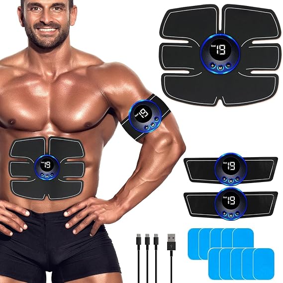 AB Muscle Stimulator: ABS Stimulator Electric Ab Stimulator for women men - EMS Ab Belt Trainer for abdominal arm- EMS Workout Equipment
