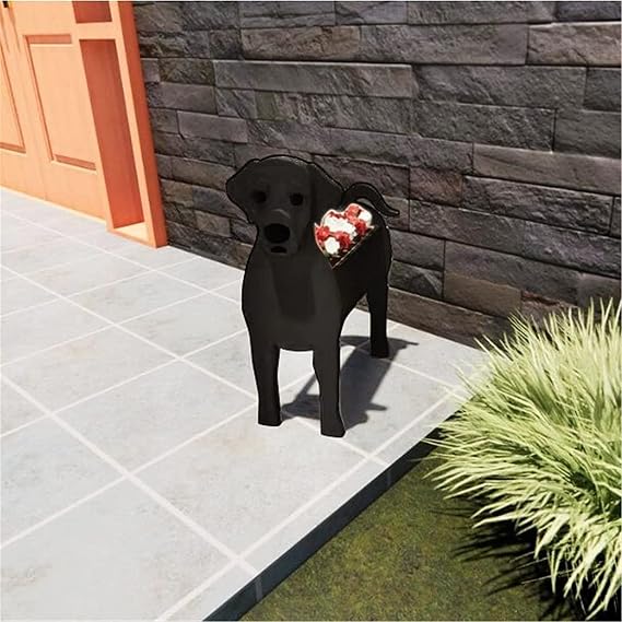 Dog Planter Plant Pot,Animal Flower Planter Pot for Garden Decoration,Storage Container Dog Planters,Handmade Planter for Garden Flower Cactus Office Home Decor Gift (Labrador Retriever Black)