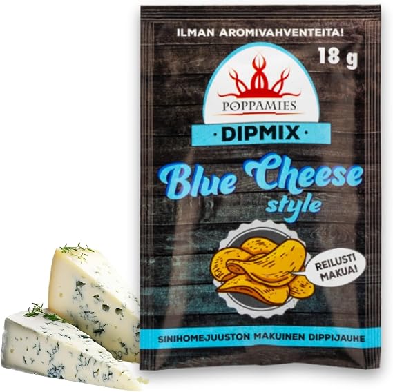 Poppamies Dipmix Blue Cheese Style – Vegan Blue Cheese Flavored Dip Powder for Wings, Veggies & Snacks – Gluten-Free, Lactose-Free – 18g