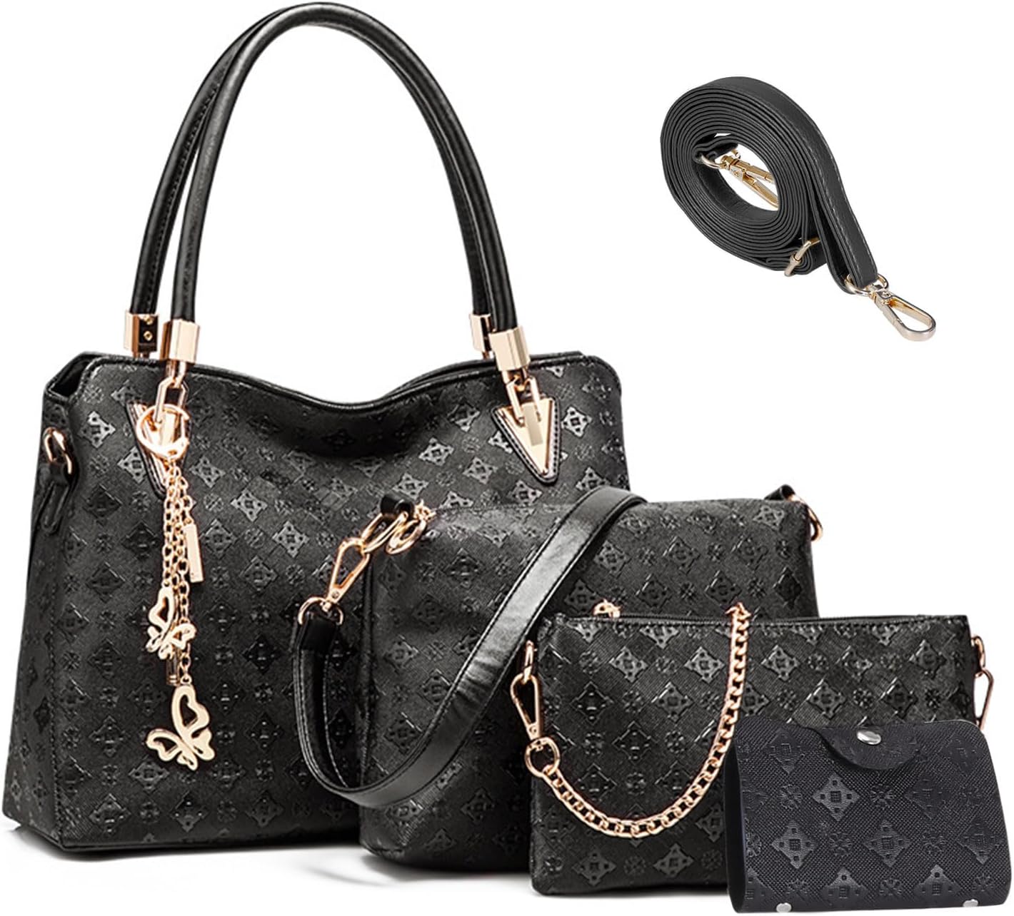 Purses and Handbags for Women PU Leather Tote Bags Crossbody Shoulder Bag Top Handle Satchel Purse Set 4pcs