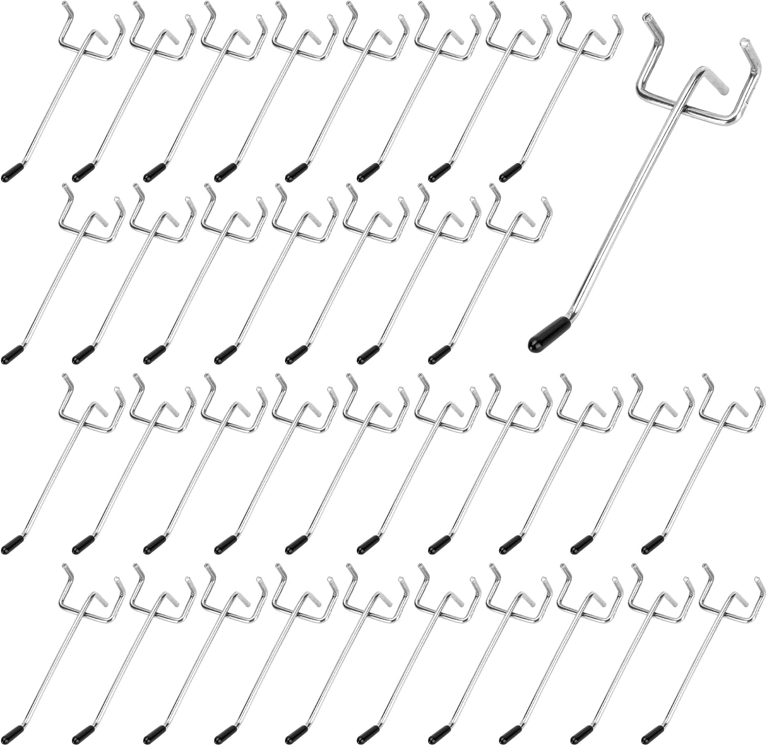 100 PCS 10cm Pegboard Hooks, 32mm Hole Metal Pegboard Accessories Hook with Protective Cover, Single Panel Display Hooks for Retail Store, Garage, Supermarket