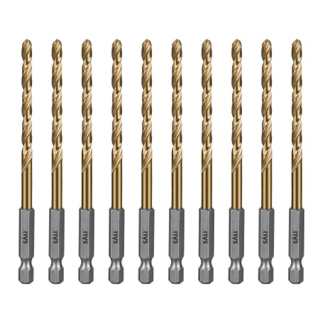 SALI Cobalt Drill Bit Set,10 Pack 3/16 Inch High Speed Steel Hex Shank Jobber Drill Bits, for Hardwood, Aluminum,Metal,Copper,Alloyed Steel