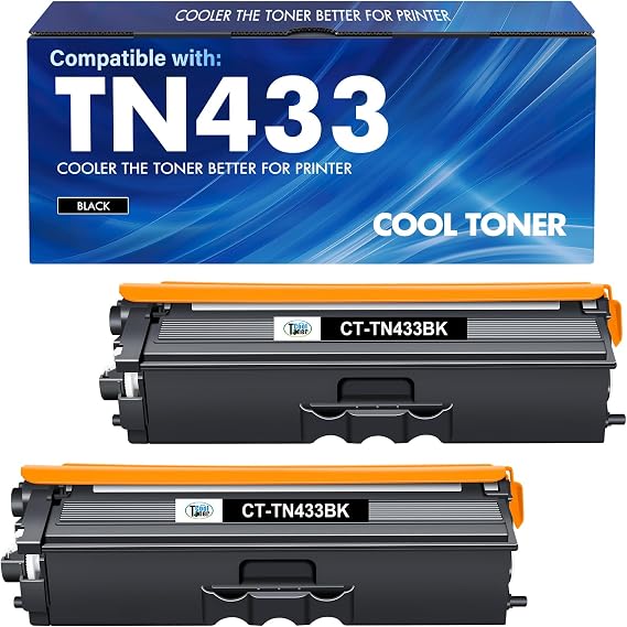 TN433BK TN433 Black Toner Cartridge TN431BK TN-433 TN 433 MFC-L8900Cdw | Compatible for Brother MFC-l8900Cdw HL-L8360Cdw MFC l8900Cdw HL-L8260Cdw MFC-L8610Cdw HL-L8360Cdwt l8900Cdw Printer 2 Pack