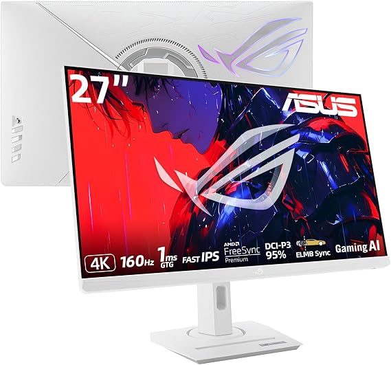 ASUS ROG Strix 27 1440P Gaming Monitor, QHD 2560 x 1440 Fast IPS, 180Hz, 1ms GTG, DCI-P3 95%, HDR400, Extreme Low Motion Blur Sync, G-SYNC, USB-C Connectivity, Tripod Socket, Adjustable Stand