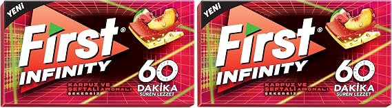 First Infinity 60 DK Şeftali & Karpuz Aromalı Şekersiz Sakız 27 gr 2li paket