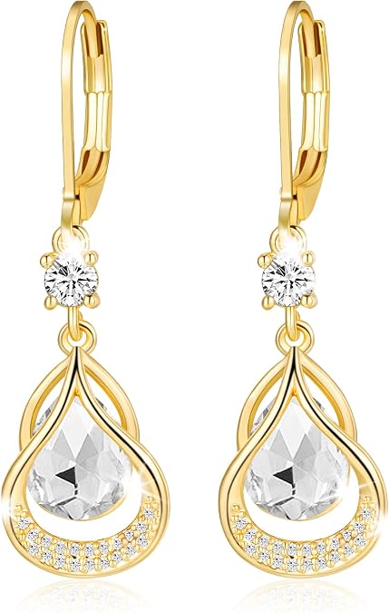 Earrings -Dangle Earrings for Women 14K Gold Plated Drop Birthstone Earring