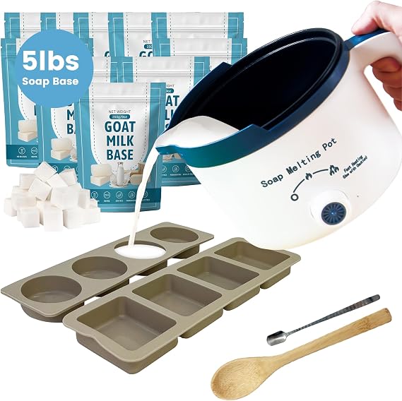 PIUH Goat Milk Soap Making Kit with Soap Melter and 5 Lbs Soap Base