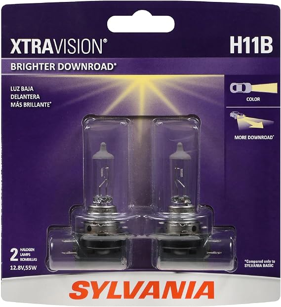SYLVANIA - H11B XtraVision - High Performance Halogen Headlight Bulb, High Beam, Low Beam and Fog Replacement Bulb (Contains 2 Bulbs)