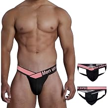 Meshal Men's Sexy Jockstrap Underwear With Breathable Bulge Pouch Low Rise Soft Fabric, Black, M