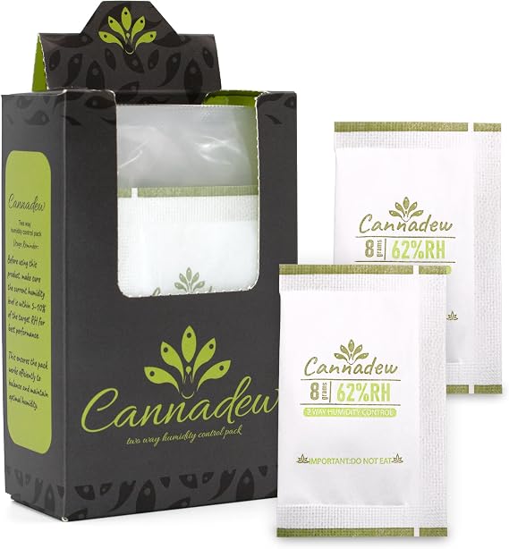 62% RH, 8g (15 Pack) Cannadew Humidity Packs Two-Way Humidity Control Pack - Moisture Absorbers & Hydration Packets for Curing and Storage