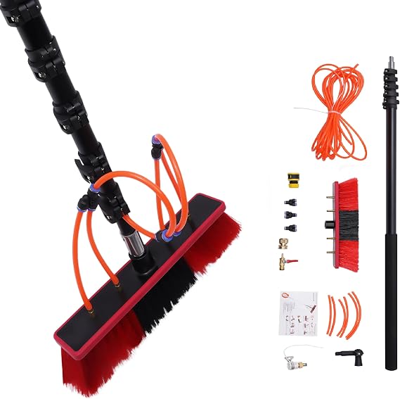 Water Fed Pole Kit Lightweight, 20 Ft Water Fed Cleaning System, Outdoor Window Cleaner Solar Panel Cleaning and Washing Tool for Window Glass Solar Panel (20ft)