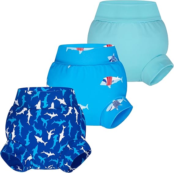 BIG ELEPHANT Baby Swim Diapers 3-Pack, Reusable Swimming Diapers