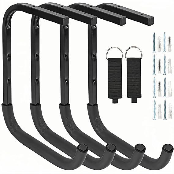 Overhead Garage Storage Rack, Heavy Duty Ceiling Storage Hooks Utility Hanger for Lumber Ladder Bike & Other Bulky Items (4, 37cm)