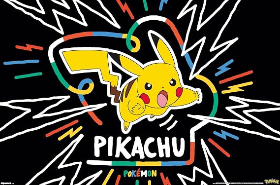 Pokemon: Colorful Doodle - Pikachu Wall Poster, 34L" x 22.4W", Unframed Version