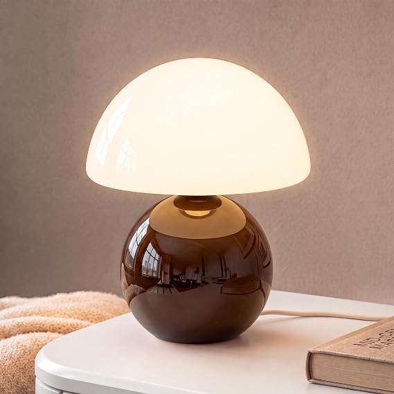 Dawnwake Table Lamp Mushroom Lamp for Bedroom-Small Desk Table Lamps,Coffee [Energy Class F]