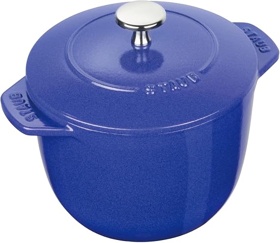 Staub Z1026-726 La Cocotte de Gohan Blueberry, L 7.9 inches 20 cm Rice Pot, 3-Cup Cooking, Induction Compatible, Japanese Authentic Product with Serial Number, Japanese Authentic Sales