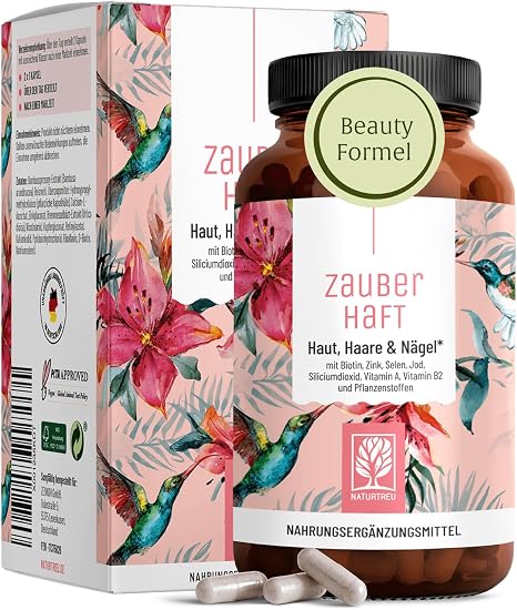 Hair Vitamins - 375mg High Dose Silicon & Biotin Zinc Selenium for Hair - Silica from Bamboo Copper Iod Saw Palm Nettle and B Vitamins - 120 Hair Vitamin Capsules - Vegan from Germany For hair - silica from bamboo copper iodine nettle and B vitamins - 120 capsules - vegan from Germany