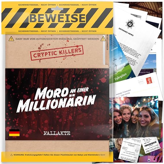 Cryptic Killers Detektivspiel - Cold Case - Mordfall lösen Spiel – Krimispiel für Erwachsene – Kriminalfälle lösen - Mord an Einer Millionärin