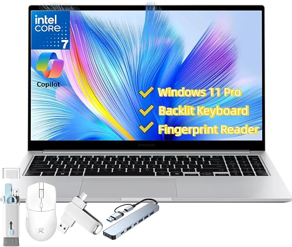Samsung Galaxy Book4 Laptop Computer - Students and Business, 15.6" FHD, Intel Core 7-150U, 16 GB RAM 6000 MHz, 1 TB SSD, Copilot AI, Fingerprint, Backlit KB, Long Battery, Windows 11 Pro, W/Mouse
