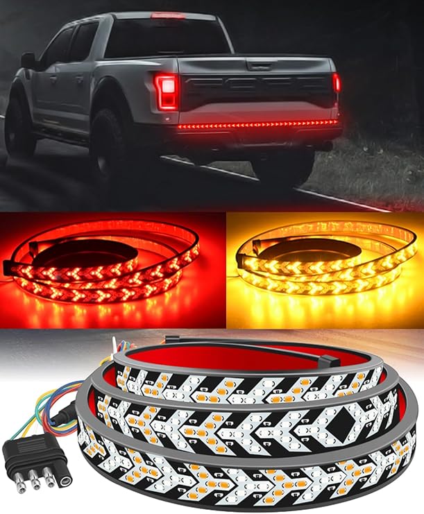 TOPKU LED Pickup Truck Tail Light Strip, 60" Flexible Flowing drl Strip