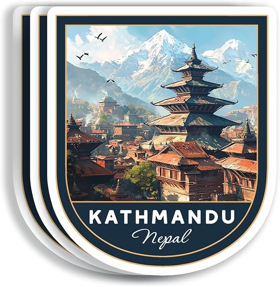 (3 Pcs 3X3) Kathmandu Nepal Stickers - Kathmandu Travel Sticker - Nepal Travel Gift - Kathmandu Souvenir - Decals for Luggage - Suitcase - Scrapbook - Laptop - Water Bottle