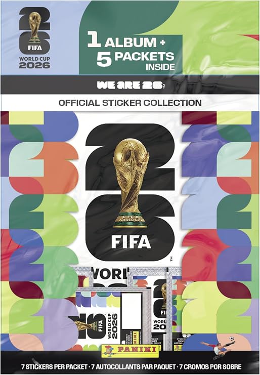 2026 Panini FIFA World Cup Sticker Starter Bundle Official Album + 5 Sticker Packs Licensed Tournament Collection