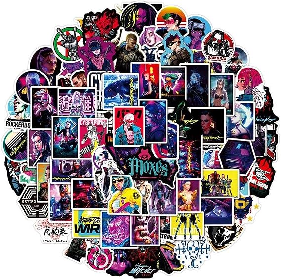 Cyberpunk Sticker 50pcs Cool Stickers for Computers Laptop Skateboard Stickers for Teens Adults Laptop Skateboard Guitar Luggage Vinyl Decal Stickers Packs …