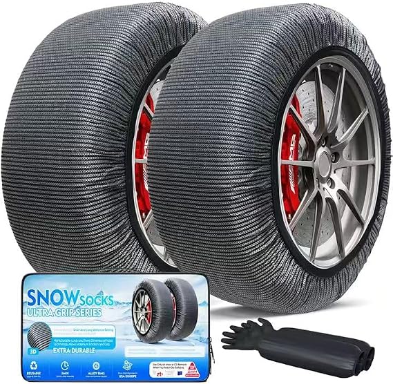 K-Musculo Snow Socks for Tires, Snow Socks Snow Chain for Car SUV Pickup Easy to Use, Ultimate Grip, Washable.100 KM Safely In The Snow, EU EN-16662-1 Certififed(2 PACKS)-M