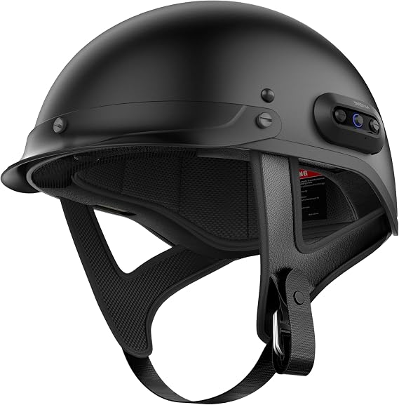 Sena Cavalry 2 Mesh Intercom Enabled Motorcycle Half Helmet, Integrated Communication System (Matte Black, X-Large)