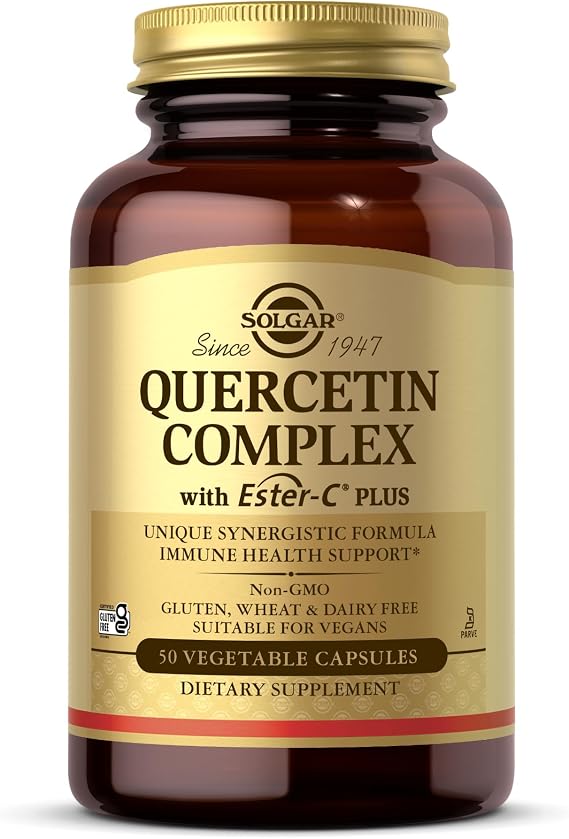 Solgar Quercetin Complex with Ester-C Plus - 50 Vegetable Capsules - Immune Health Support - Gentle on the Stomach Vitamin C - Non-GMO, Vegan, Gluten Free, Kosher - 25 Servings