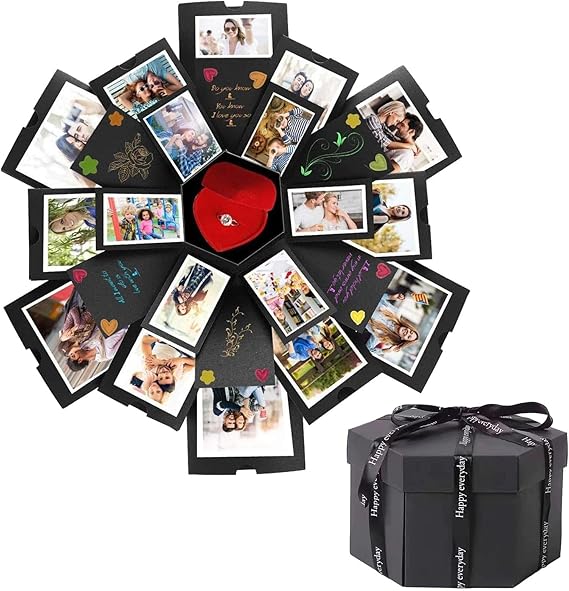 6 Faces Explosion Gift Box, 47cm/18.5in Surprise DIY Photo Box | Creative Photo Album Explosion Gift Box Handmade Scrapbook Photo Album,Photo Box Gift for Anniversary,Birthday,Christmas