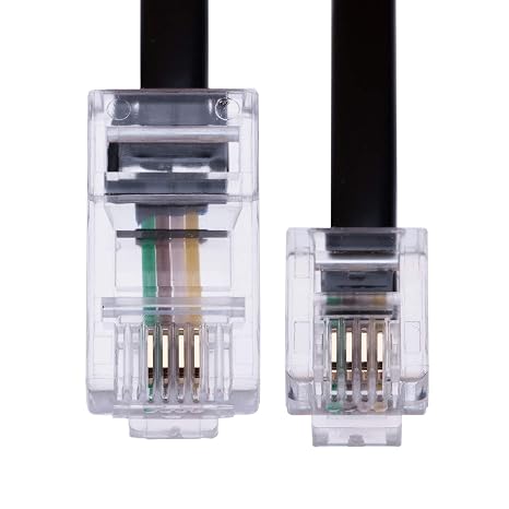 Keple 1m RJ11 to RJ45 Cable Phone Telephone Cord RJ11 6P4C to RJ45 8P8C Connector Plug Cable for Landline Telephone (Black)
