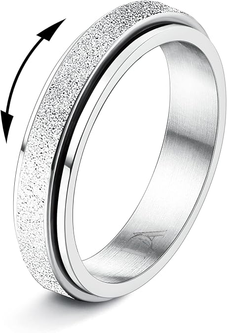 Diamday Fidget Rings for Women Titanium Steel Anxiety Spinner Ring