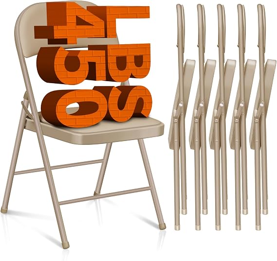 6 Pack Folding Chairs - Metal Chairs Set with Padded Seats and Steel Frame, Padded Folding Chair for Office Wedding Party Patio Dinning Indoor and Outdoor Events (Khaki, 6 Pack)