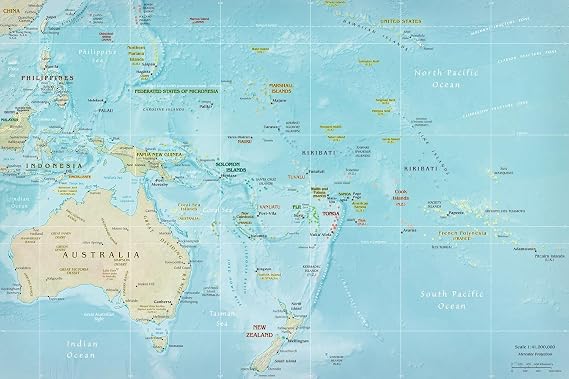 Gifts Delight Laminated 36x24 Poster: Oceania-map 1-41000000