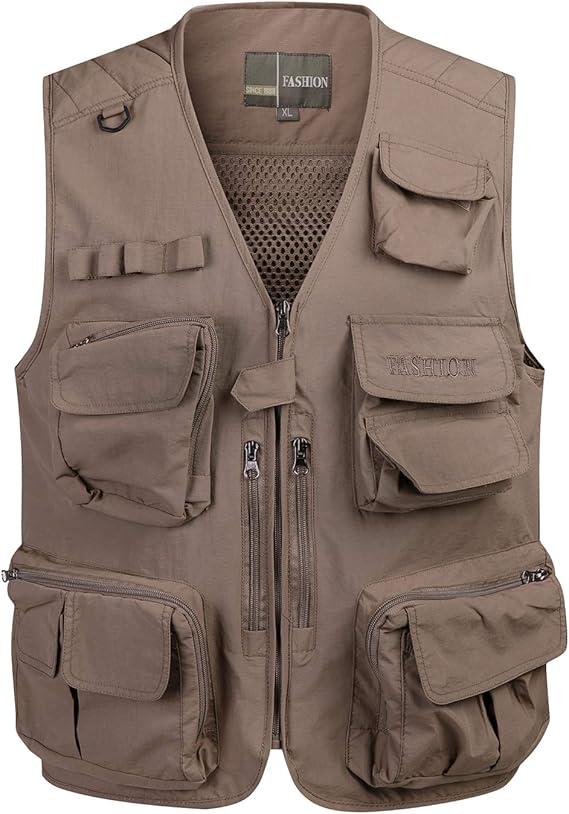 Men's Mesh Vest Breathable Waistcoat Camping Travel Vest Utility Fishing Gilet Lightweight Outdoor Sleeveless Jackets