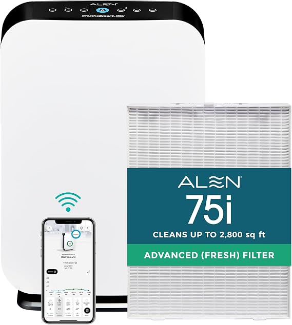 Alen 75i HEPA Air Purifier, Advanced Filter, Covers 2,800 Sq Ft