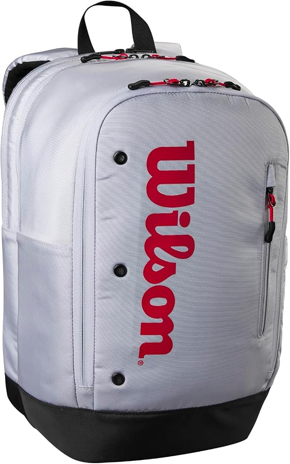 WILSON Pickleball Backpack - Holds up to 2 Paddles, Grey/Red